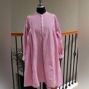 August Morgan LONG SLEEVE RELAXED FIT CANDY STRIPE DRESS WOMEN SIZE L